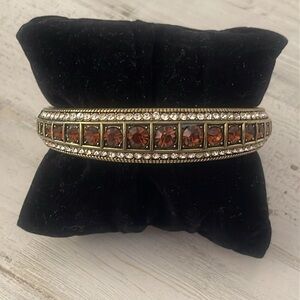 Beautiful Heidi Daus Brown Crystal Hinged Bangle Bracelet.